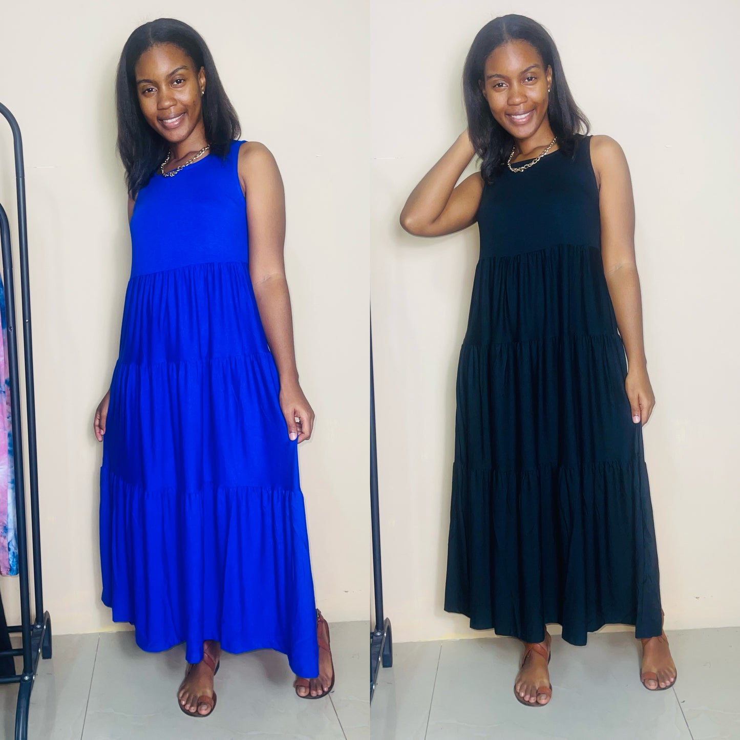 Sleeveless Tiered Midi dress