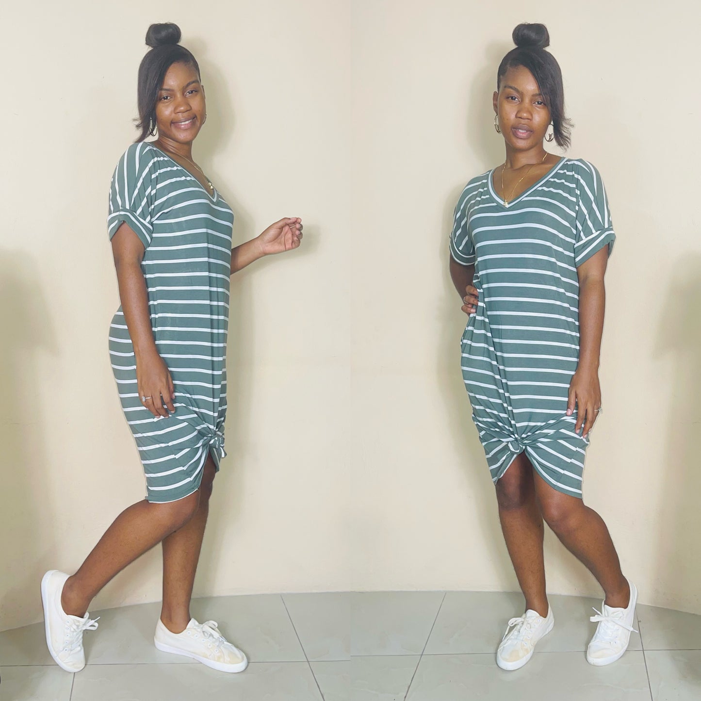 Stripe Essential V neck dress