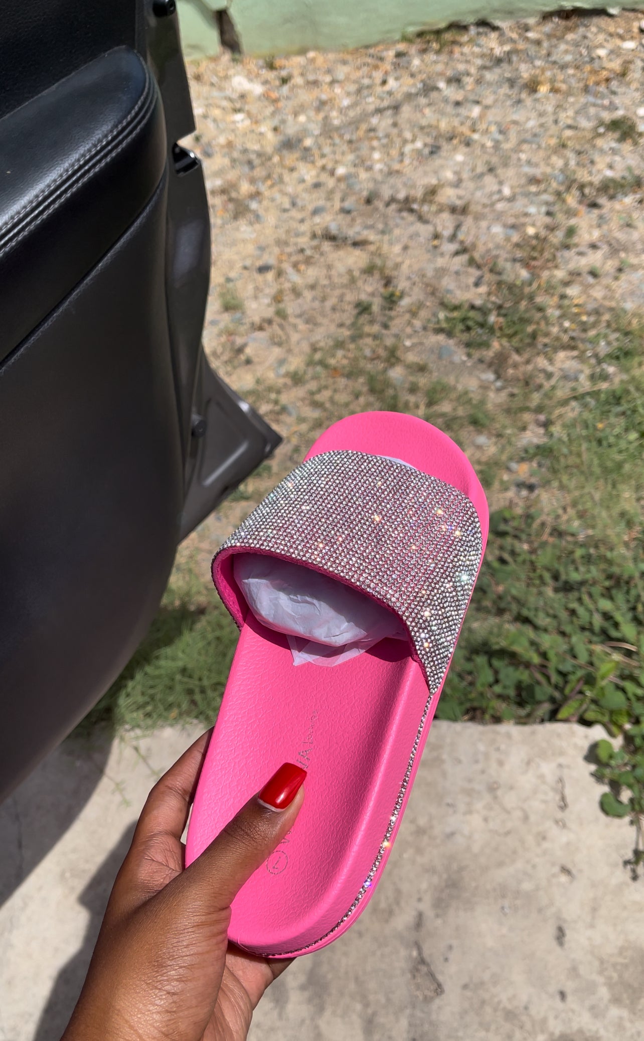 Pink glitter sandals