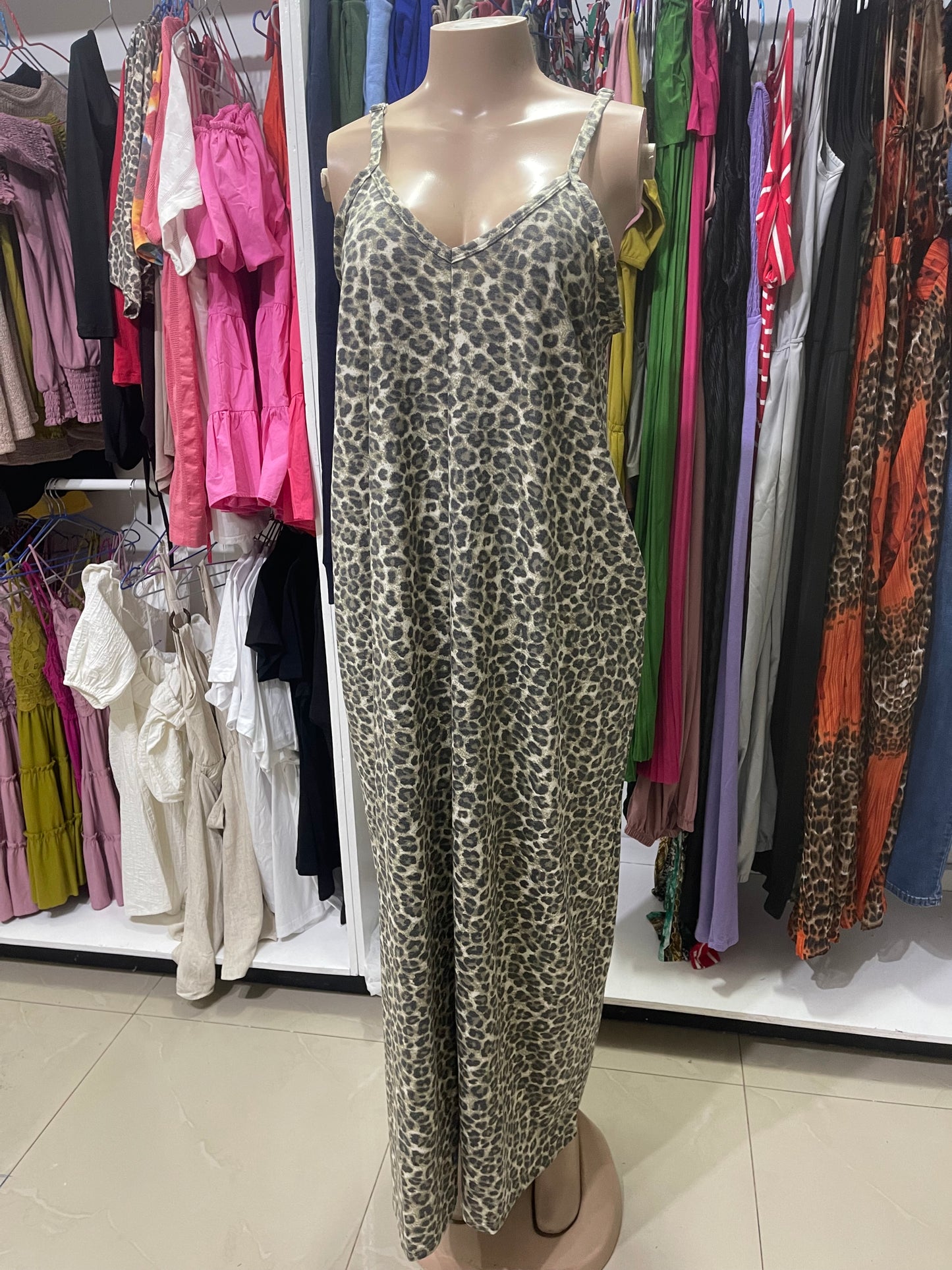 Olive Leopard maxi dress