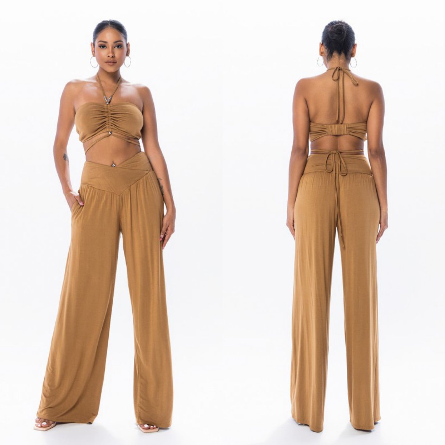 Halter top and Wide leg pants set