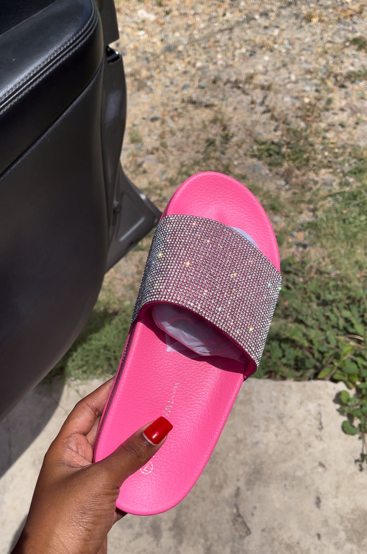 Pink glitter sandals