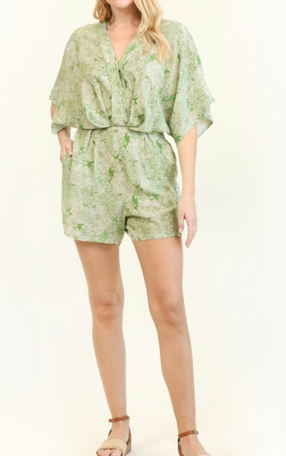 Dolman Sleeve Elastic Waist romper