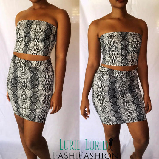 Snake print skirt set