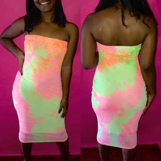 Neon tube mesh dress