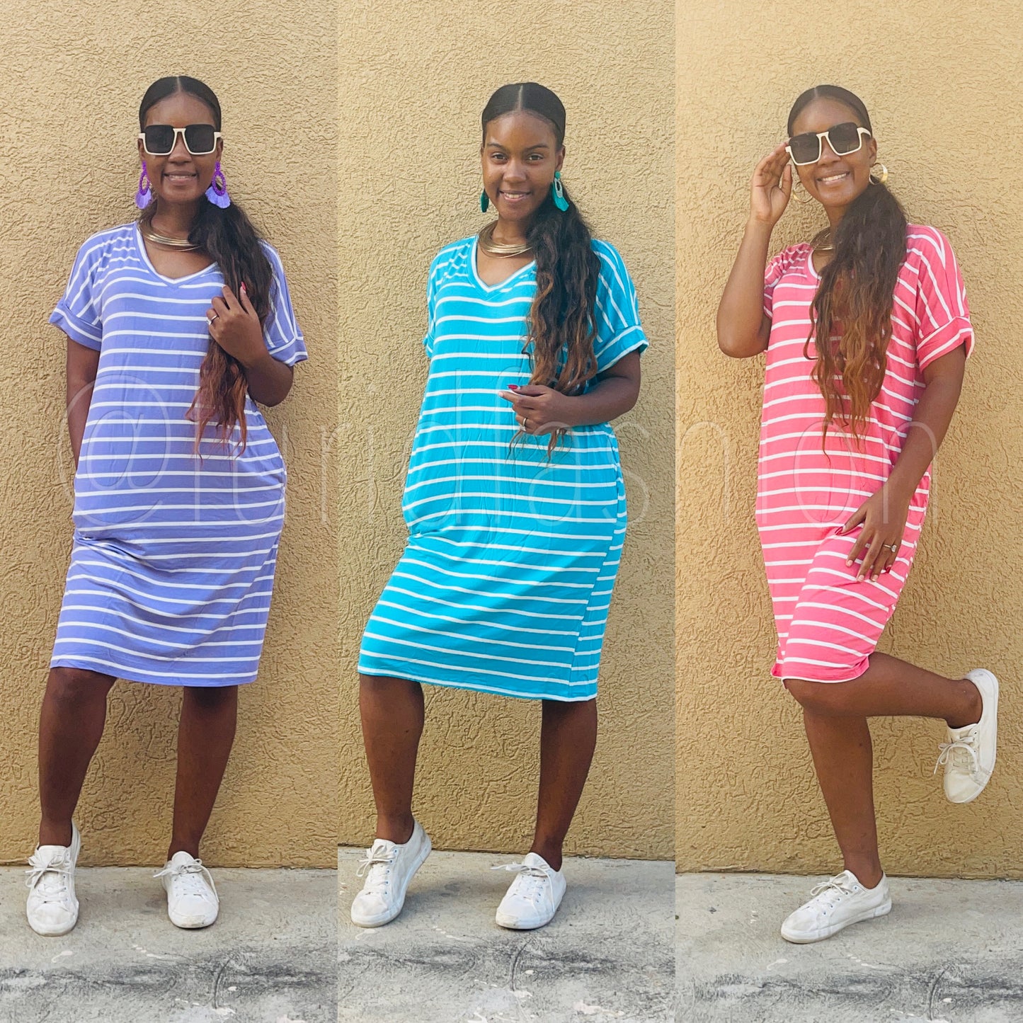 Stripe Essential V neck dress