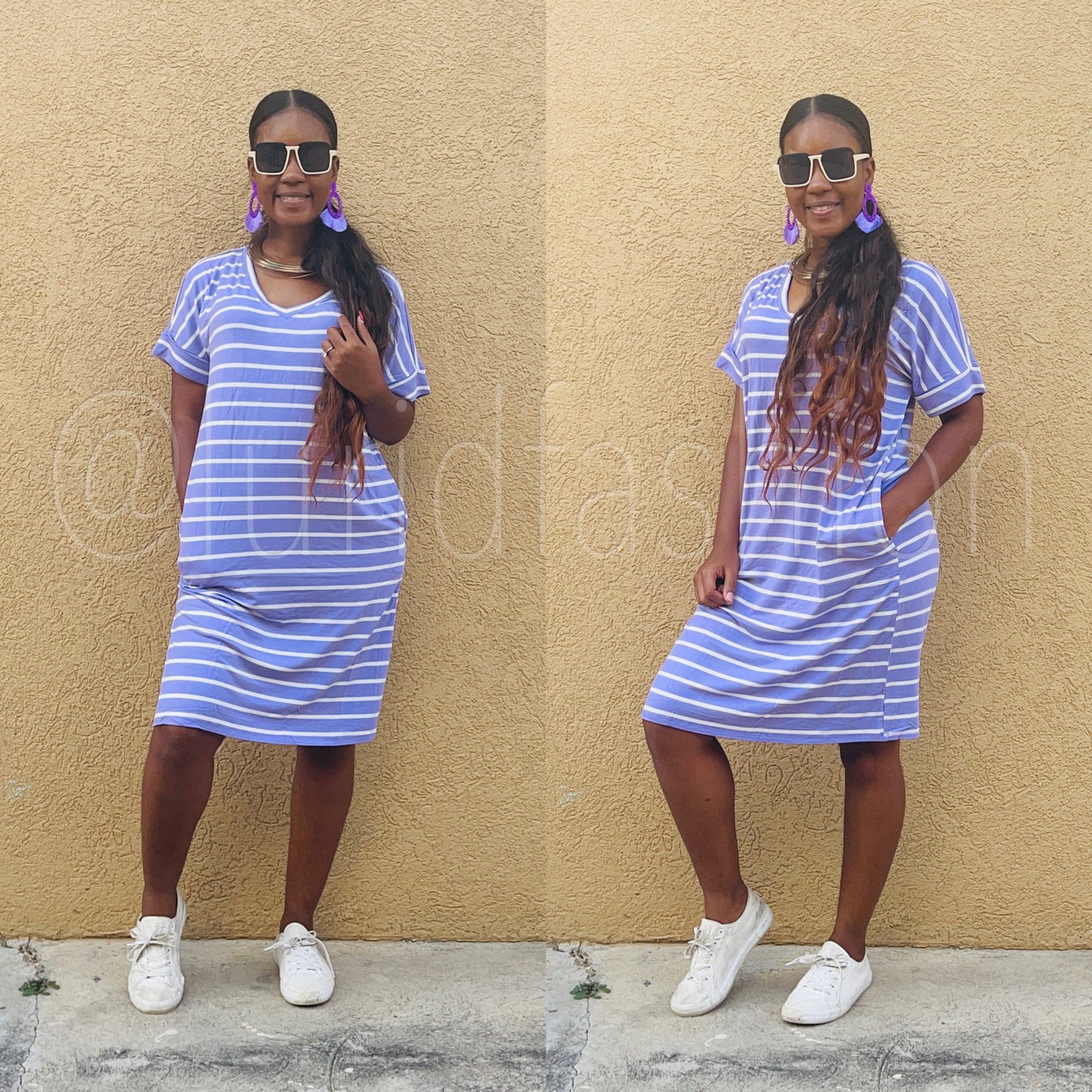 Stripe Essential V neck dress