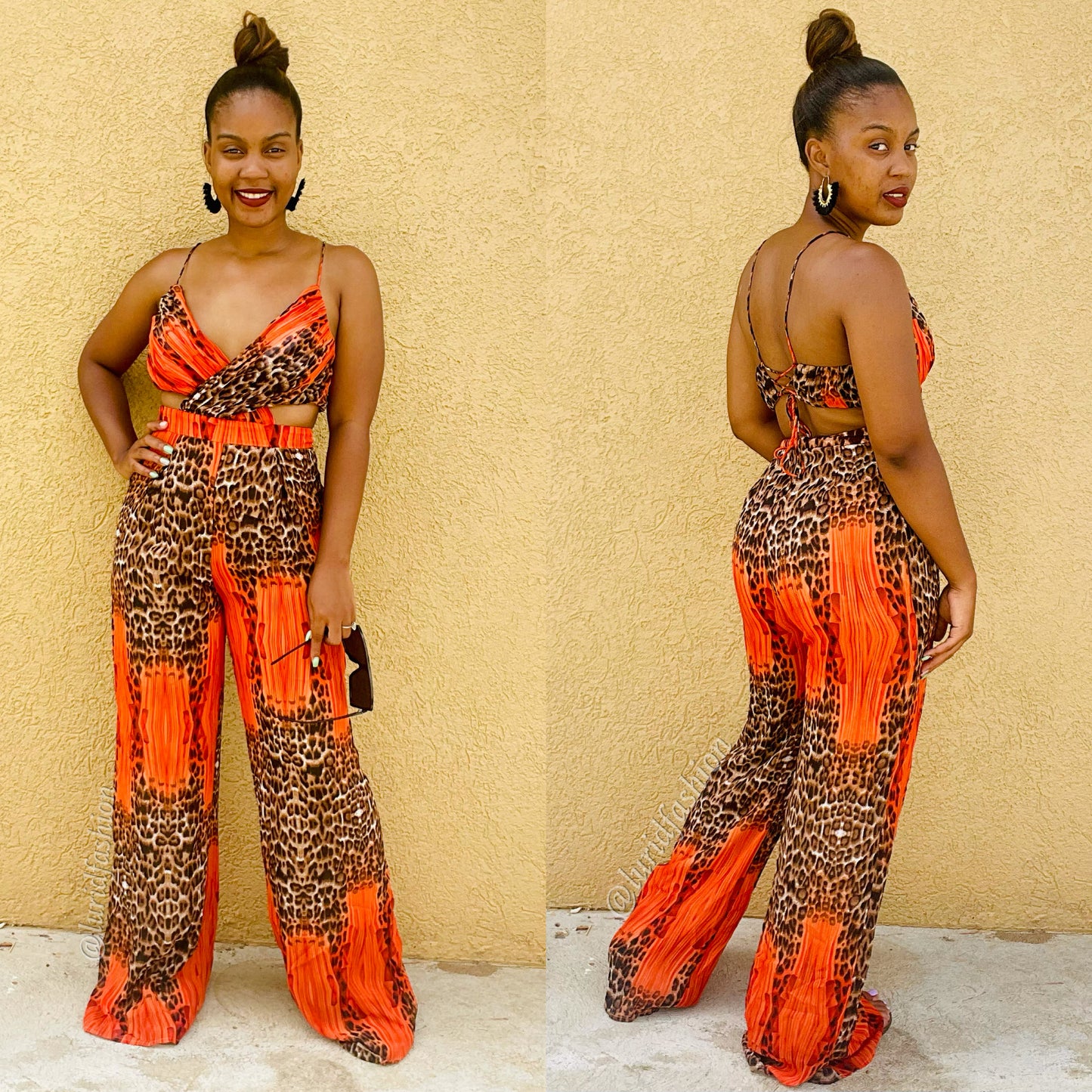 Orange leopard print jumpsuit