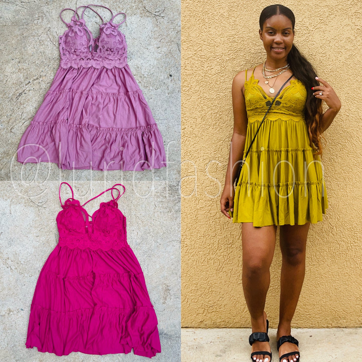 Lace top mini baby doll dress