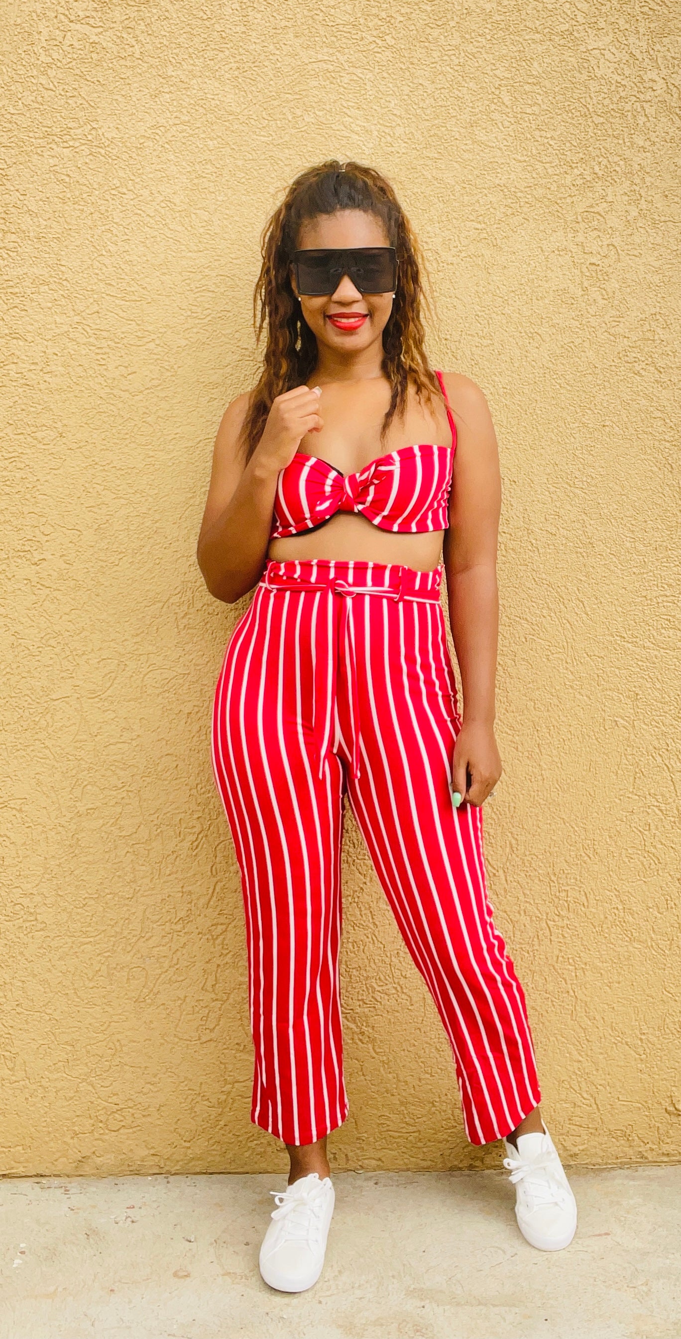 Stripe pants set