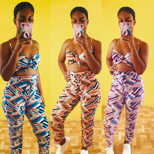 Aztec print 2 pc pants set