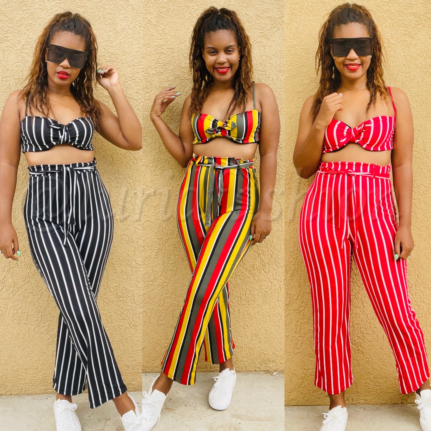 Stripe pants set